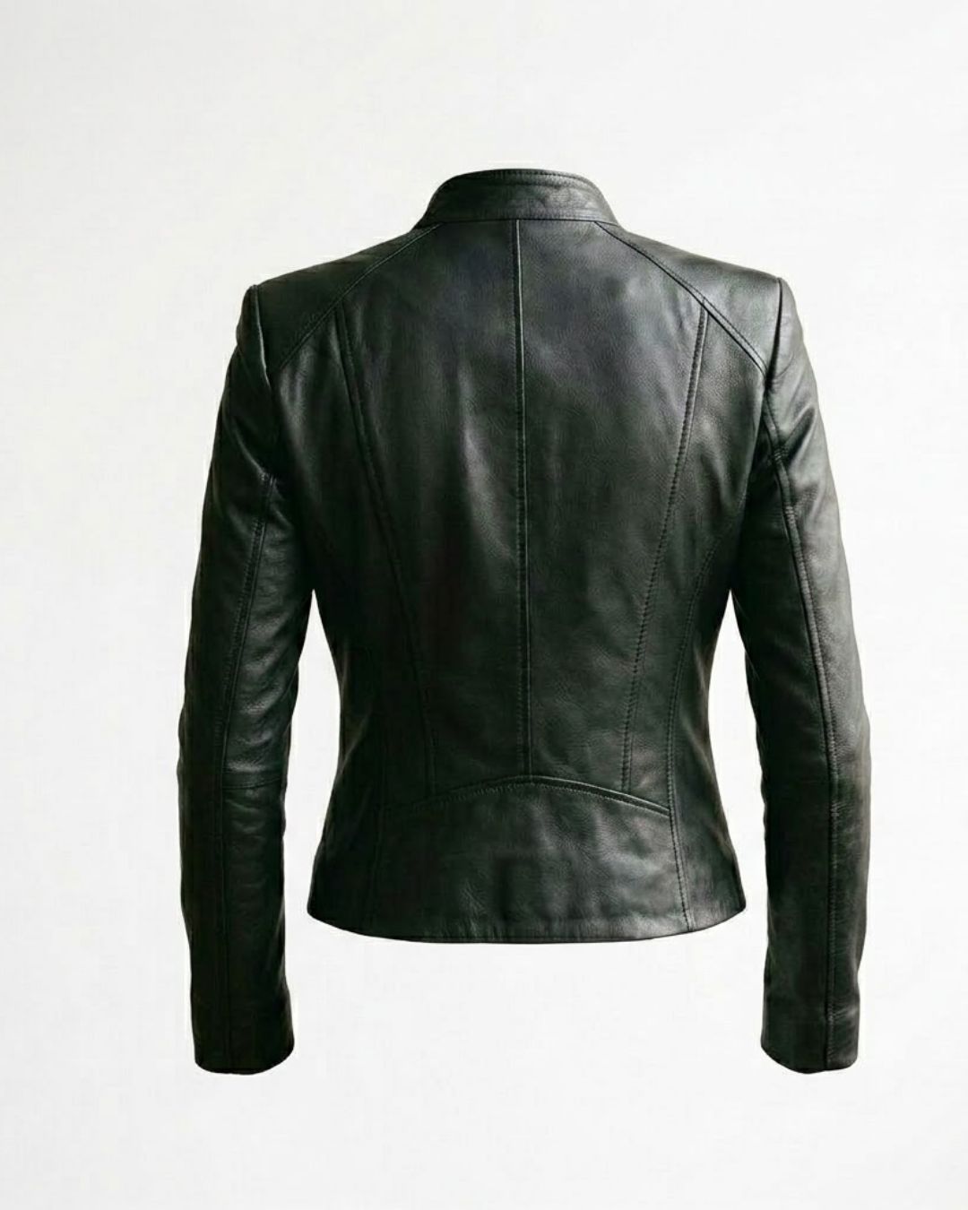 Women’s Classic Black Leather Zip Jacket - Image 3