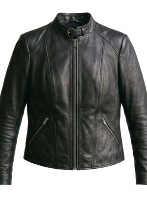 Women’s Classic Black Leather Zip Jacket