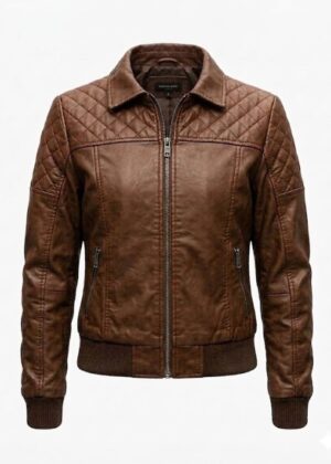 Women’s Vintage Brown Quilted Leather Jacket