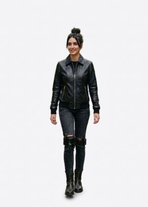Women's Classic Black Real Leather Moto Jacket