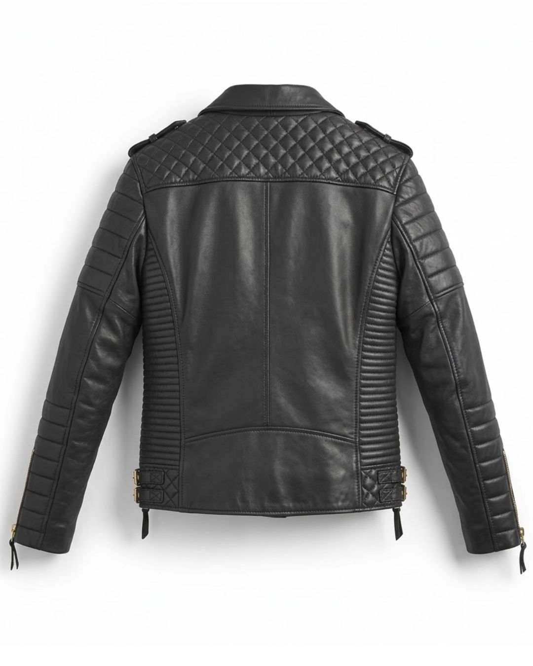Men’s Modern Asymmetric Leather Biker Jacket - Image 2
