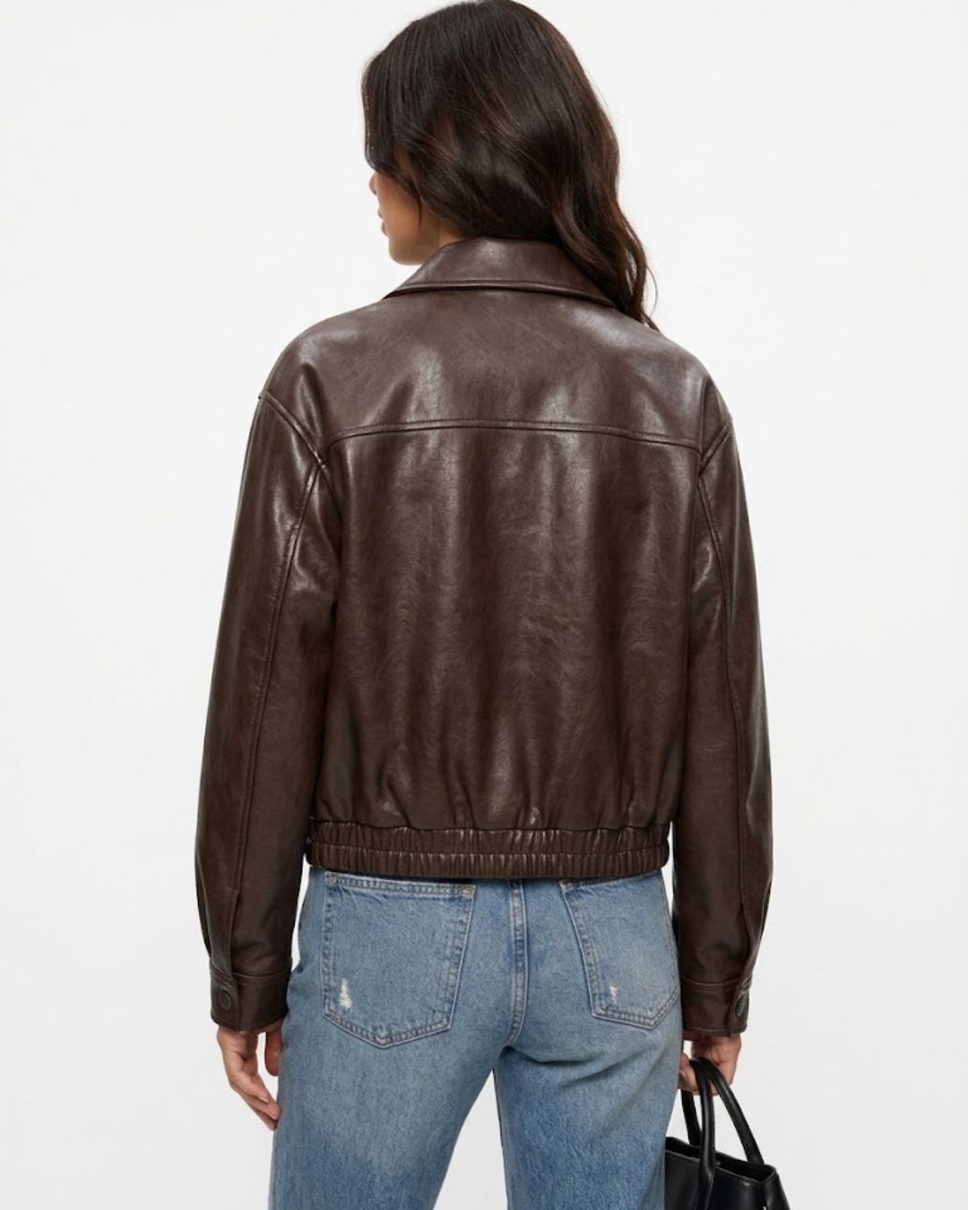 Women’s Heritage Brown Leather Bomber Jacket – Relaxed Fit Outerwear - Image 2