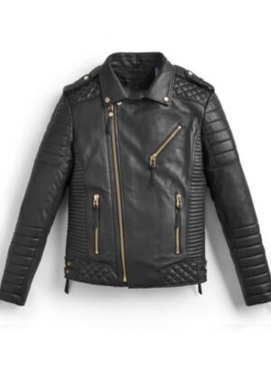 Men’s Modern Asymmetric Leather Biker Jacket