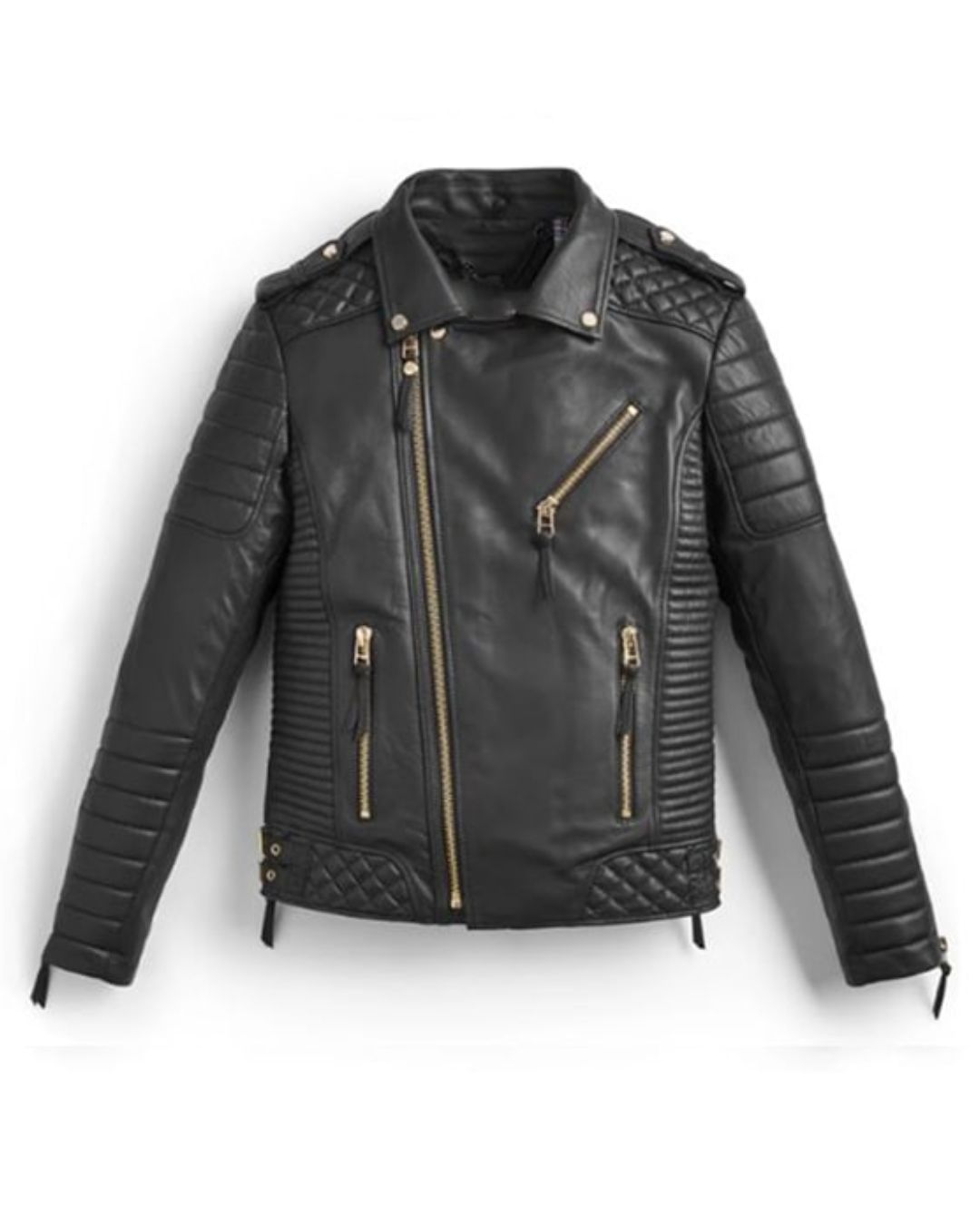 Men’s Modern Asymmetric Leather Biker Jacket
