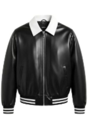 Modern Black Leather Zipper Jacket