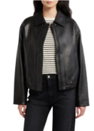 Women's Iconic Black Leather Collar Jacket