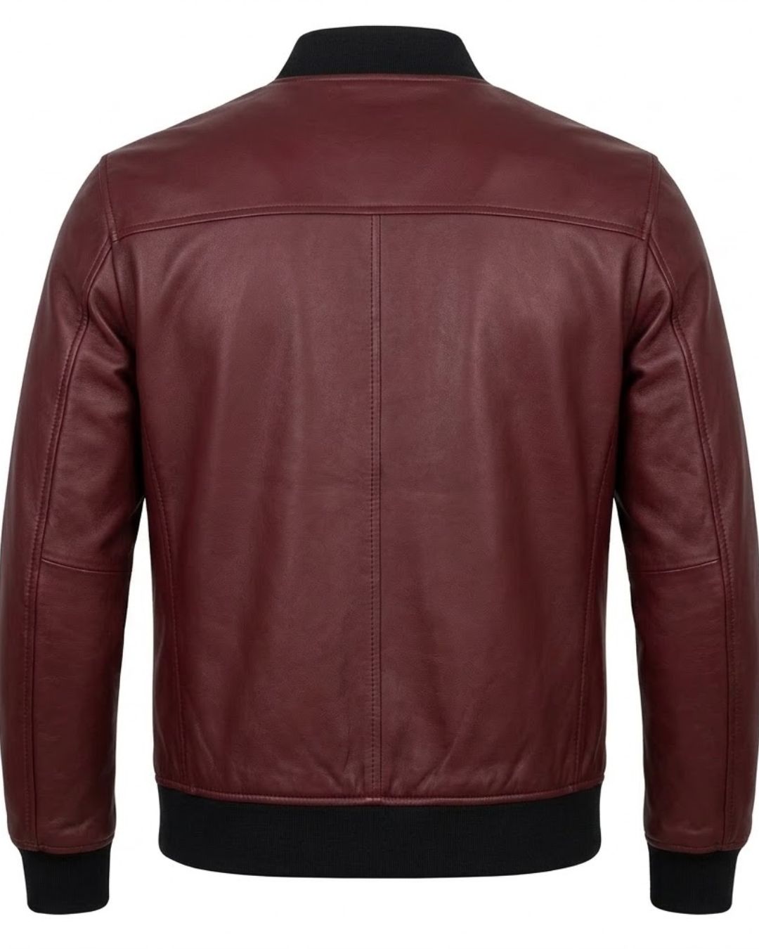 "Men’s Premium Maroon Leather Bomber Jacket – Sleek Fit, Ultra-Stylish & Timeless Comfort" - Image 2